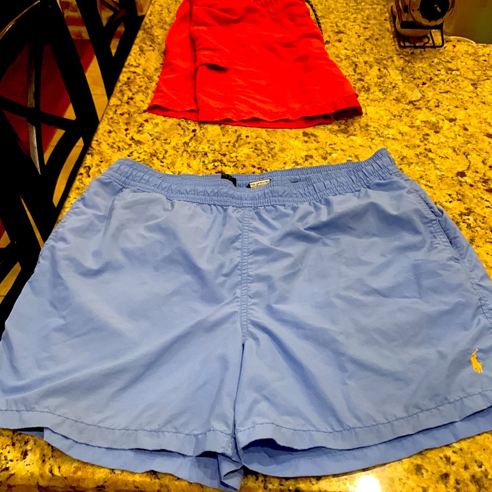 Mens polo light blue swim trunks size medium.
